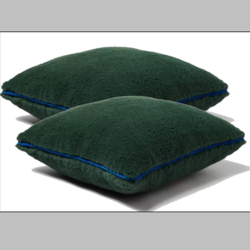 Faux Shearling Decorative Throw Pillow Dark Green